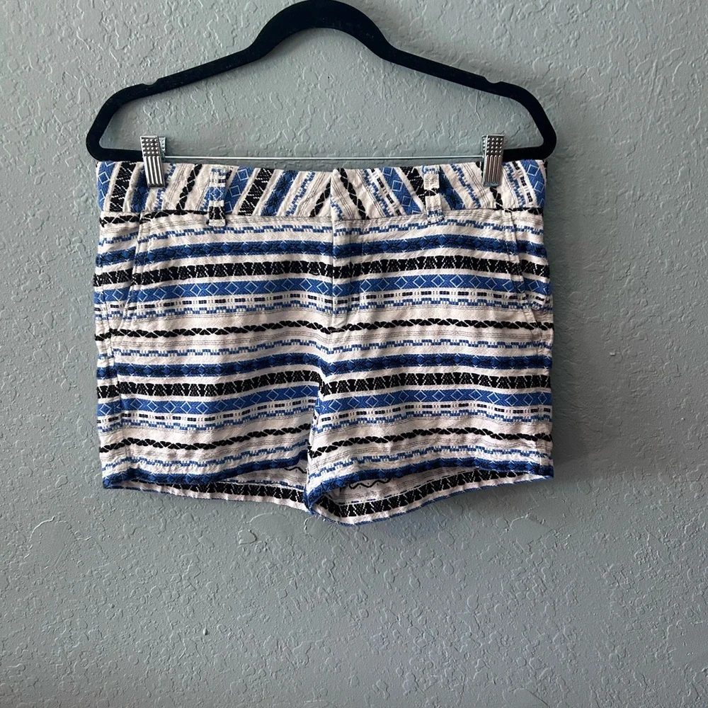 Gap The City 3 Inch Short Blue White Geometric Embroidered Shorts Size 8
